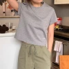 Pure cotton off-the-shoulder embroidered short-sleeved T-shirt for women, 2025 summer solid color casual style, Han Dongdaemun base layer ha*g Application Scenario